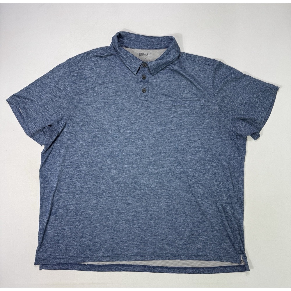 Duluth Trading Co Men 3XL Blue Heather Performance Polo Shirt Golf Pocket Top
